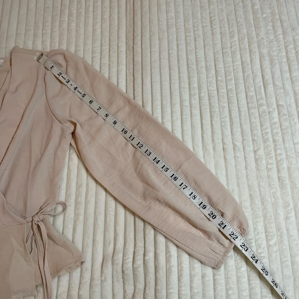 NWT | Olive & Oak | Cream Faux Wrap Blouse - Picture 13 of 15